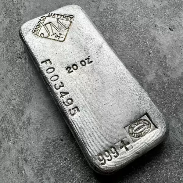 Vintage20oz.999 Silver Johnson Matthey Poured bar FSerial Nice Pour Lines(1) result