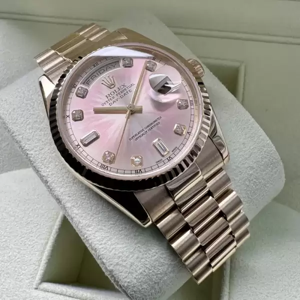 36mm Rolex President Gold 118238 Box Papers Tropical Pink Diamond Dial 11 result