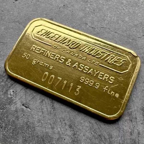 Engelhard Industries of Canada 50 Gram Gold Bar Struck.9999+50 result