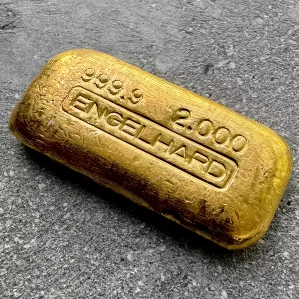 Vintage Engelhard 2oz.9999 Purity Poured Gold Bar No Serial10 result