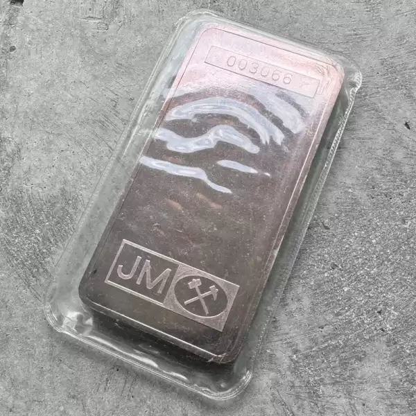 Vintage Johnson Matthey10oz.999 Silver bar Scotiabank Scotia Purple Patina.81 result