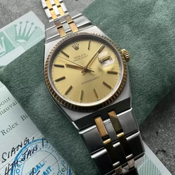 1978 Rolex Oysterquartz Datejust 17013 Box Brunei Papers Unpolished Rosey patina.11 result