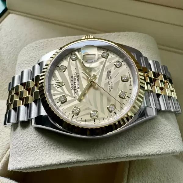 2024 Rolex 36mm Datejust 126233 Box+Papers Diamond Golden Palm Dial Motif.21 result