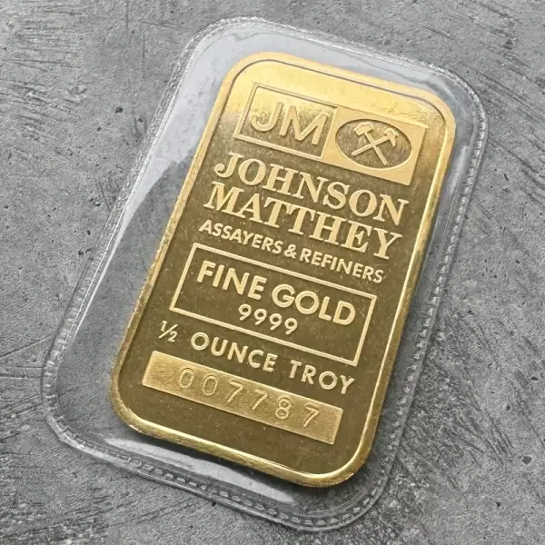 Johnson Matthey blank back 1 2oz Gold Bar Struck.9999+Sealed Logo Back 10 result