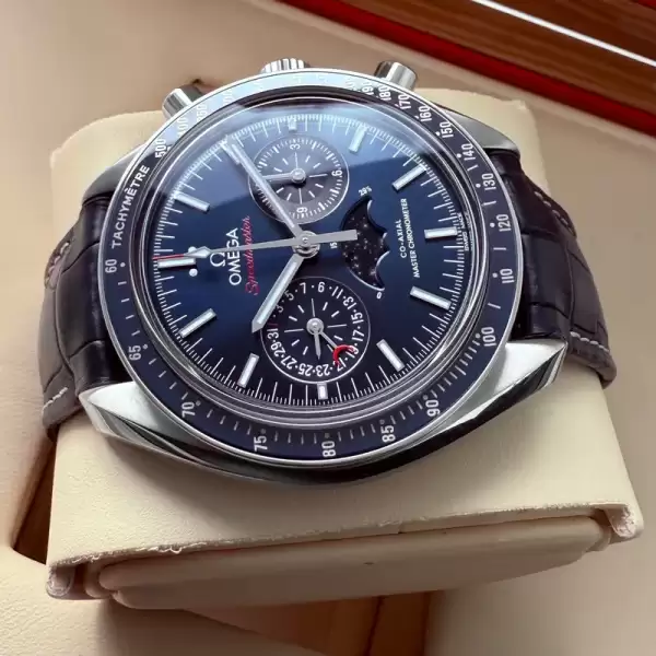 Omega Speedmaster Moonphase blue dial 30433445203001 Box+Papers21 result