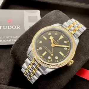 2024 tudor black bay 36 two tone 79653 diamond bezel box papers stickered30