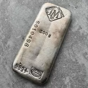 Johnson Matthey 1 2 Kilo .999 Silver poured Bar 500 Gram 1 result