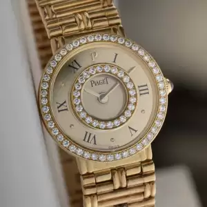 Ladies Piaget 18K Yellow Gold 80505 NG 222 Double Diamond Dial Bezel 61 Gram10 result