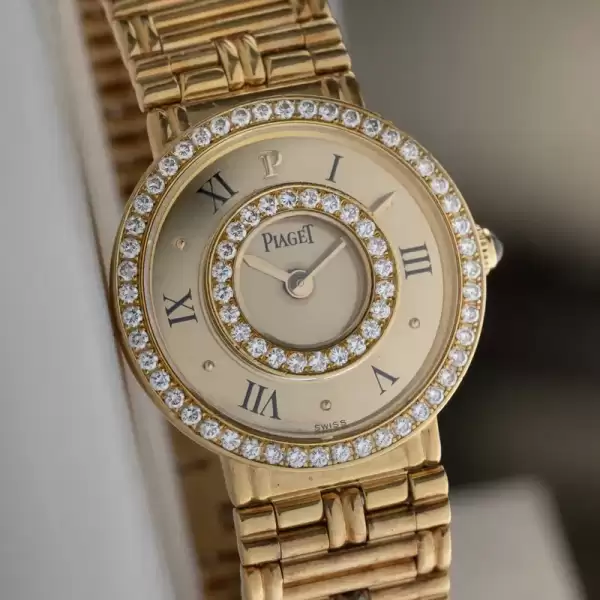 Ladies Piaget 18K Yellow Gold 80505 NG 222 Double Diamond Dial Bezel 61 Gram10 result