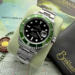 Rolex 16610LV Submariner Kermit Unpolished NOS New Old Stock Box+Papers 30