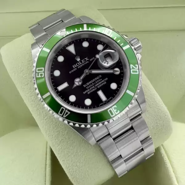 Rolex 16610LV Submariner Kermit Unpolished NOS New Old Stock Box+Papers 31