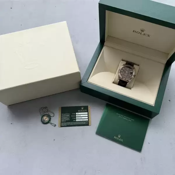 Rolex Sky Dweller 18k Solid Rose Gold Chocolate dial Box and Papers 24