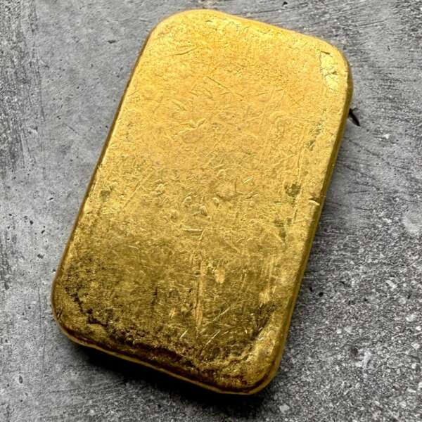 Vintage 100 Gram Johnson Matthey London 3.215 oz Gold Poured Bar .9990 100