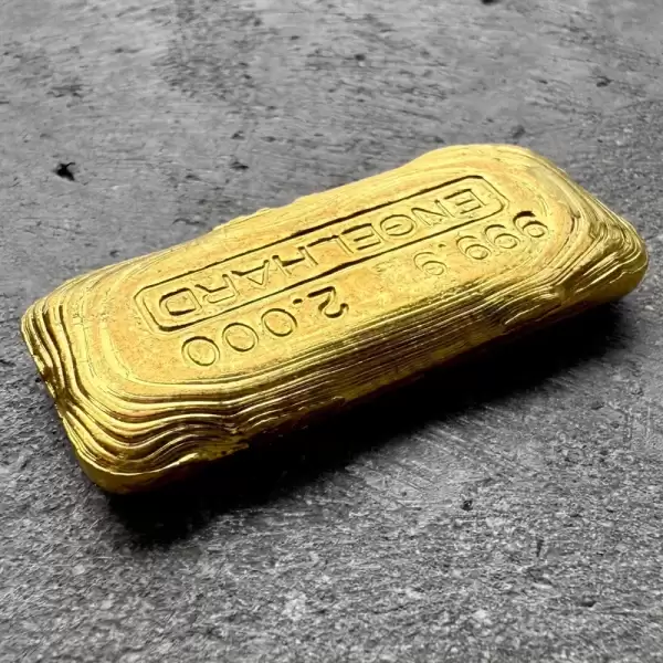 Vintage Engelhard 2 oz Gold Poured Bar 2oz No Serial Incredible Pour Lines4 result