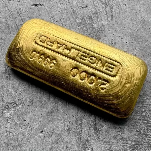 Vintage Engelhard 2 oz Gold Poured Bar 2oz No Serial Stunning Pour Lines!2 result