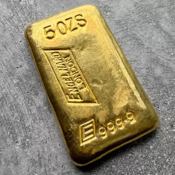 Vintage Engelhard London 5oz Gold Poured Bar.9999 5oz 1 result