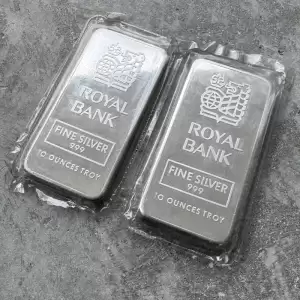 consecutive pair johnson matthey 10 oz 999 silver bar rbc royal bank of canada.1 result