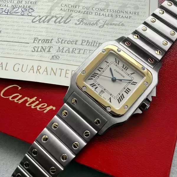 vintage 29mm cartier santos galbee 1566 box and papers30