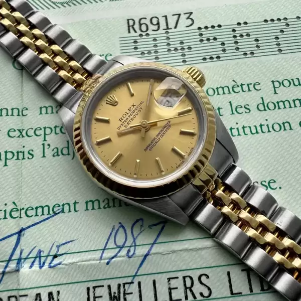 1984 rolex 69173 two tone 26mm datejust jubilee with box papers11