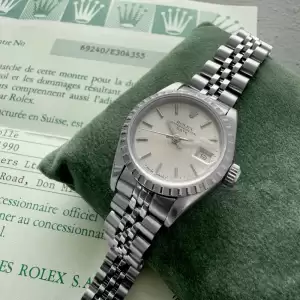 1990 rolex date jubilee 69240 box papers polished and serviced20