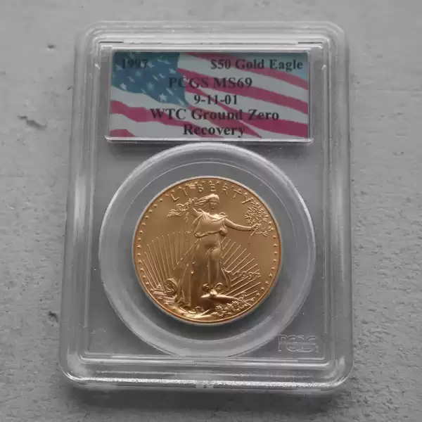 1997 eagle 50 gold wtc recovery ground zer0 world trade center pcgs ms 69 toner.1 result