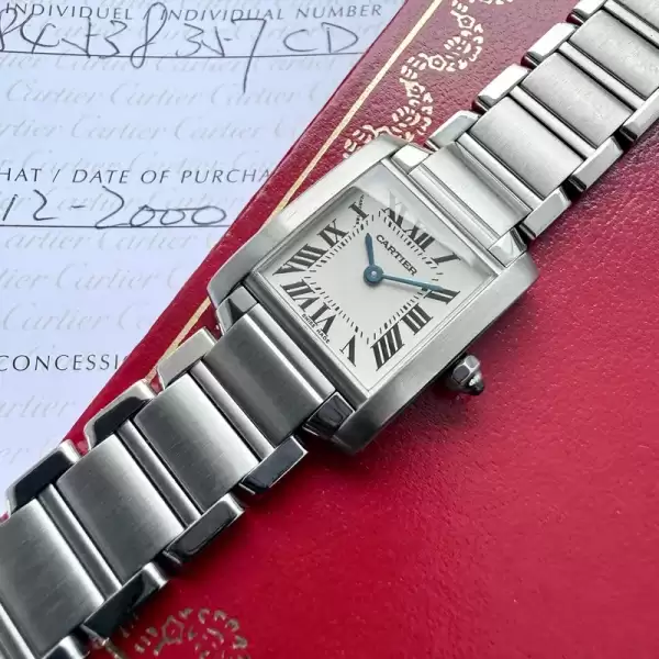 2000 cartier tank francaise 2384 serviced box and papers21