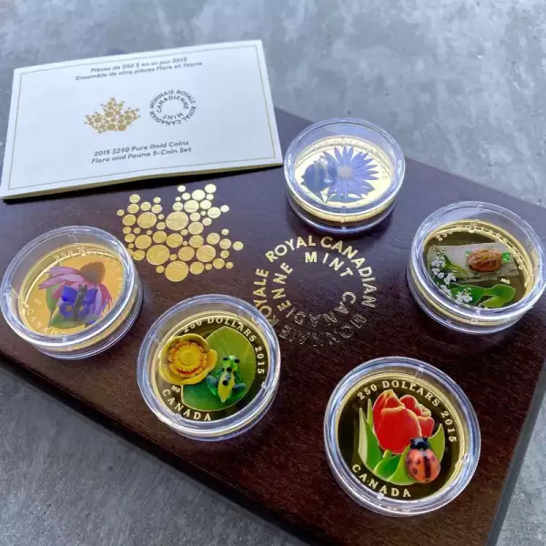 2015 canada flora and fauna set with murano glass 9 6oz of 9999 fine gold,1 result