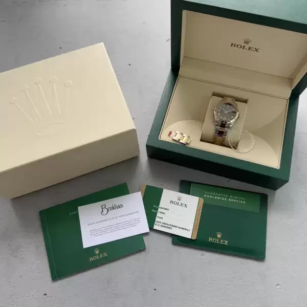 31mm rolex datejust 178343 olive green diamond vi box papers24