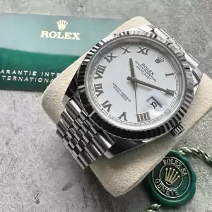 rolex 41mm datejust 126334 jubilee box papers white roman numeral dial result