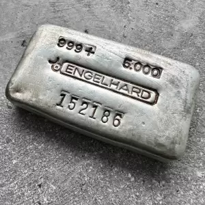 vintage 5oz engelhard poured silver bar.1 result