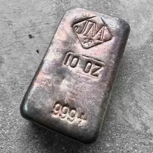 vintage johnson matthey silver 10oz poured bar purple toning result