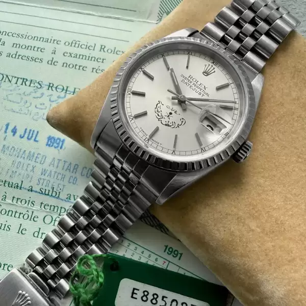 1991 rolex datejust 36mm jubilee band 16220 box and papers saudi arabia dial10