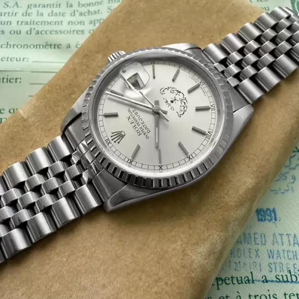 1991 rolex datejust 36mm jubilee band 16220 box and papers saudi arabia dial12