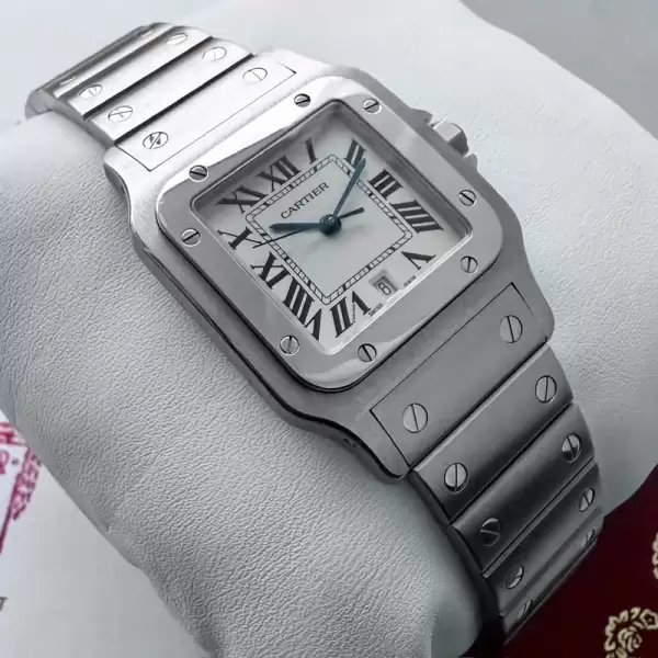 29mm cartier santos galbee 1564 stainless steel box and papers unpolished11