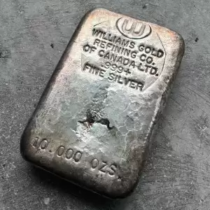 Vintage Williams Gold Refining Co of Canada 10 oz .999 Silver Poured bar1 result