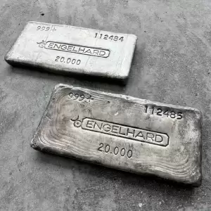 consecutive pair 20 oz engelhard 999 silver poured bar nice pour lines1 result