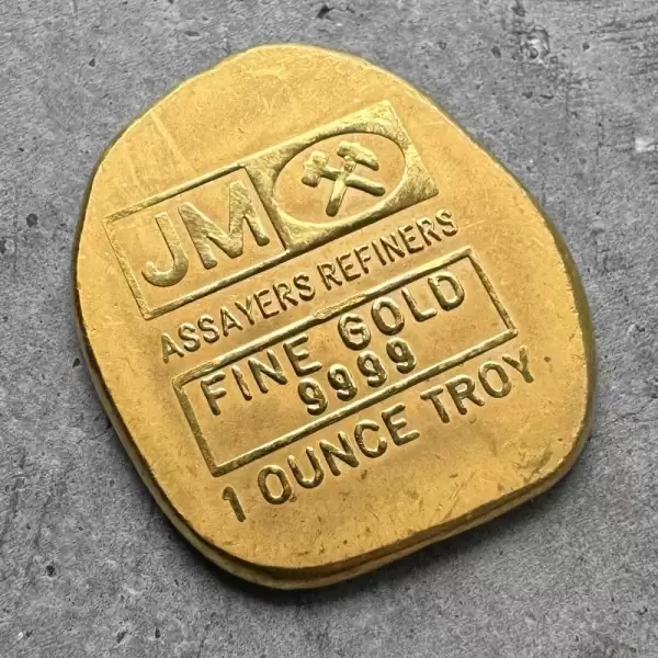 johnson matthey 1oz vintage mining gold bar 1 oz 9999 poured like style button 41