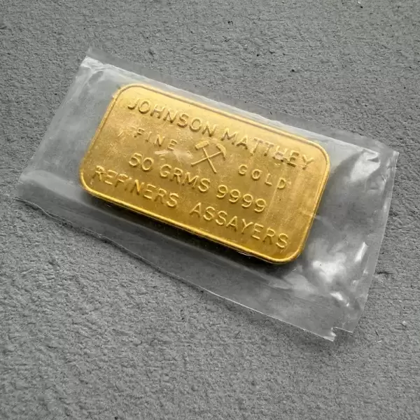 johnson matthey london 50 gram bank of engelhard gold bar struck 99992 result