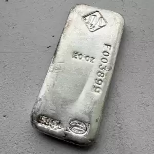 vintage 20 oz 999 silver johnson matthey poured bar f serial 31 result