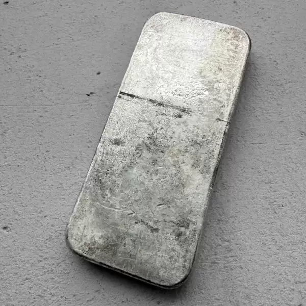 vintage 20 oz 999 silver johnson matthey poured bar f serial 32 result