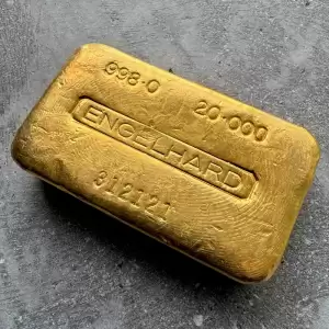 vintage engelhard 20oz 9980 purity poured gold bar1 result