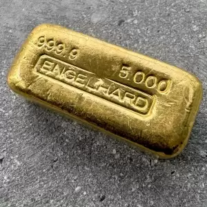 vintage engelhard 5 oz gold poured bar 9999 5oz 51 result