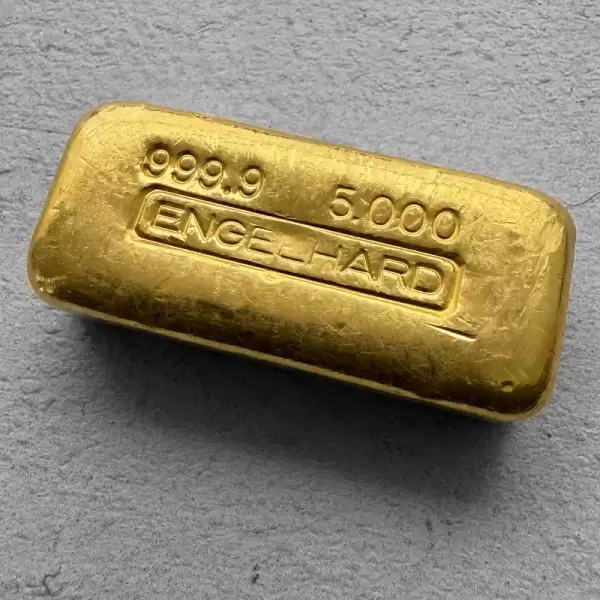 vintage engelhard 5 oz gold poured bar 9999 5oz 61 result